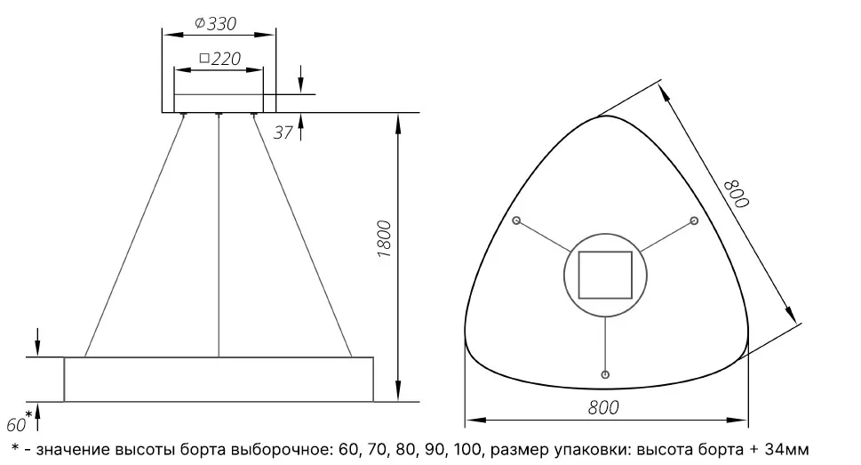 Габаритный чертёж DL-FULL ROTOR 800-60