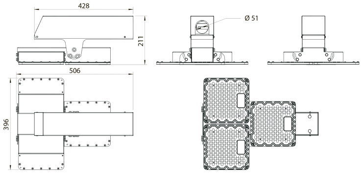 Габаритный чертёж DL-SECURITY-TURN-X3-150-LUX-BUDD