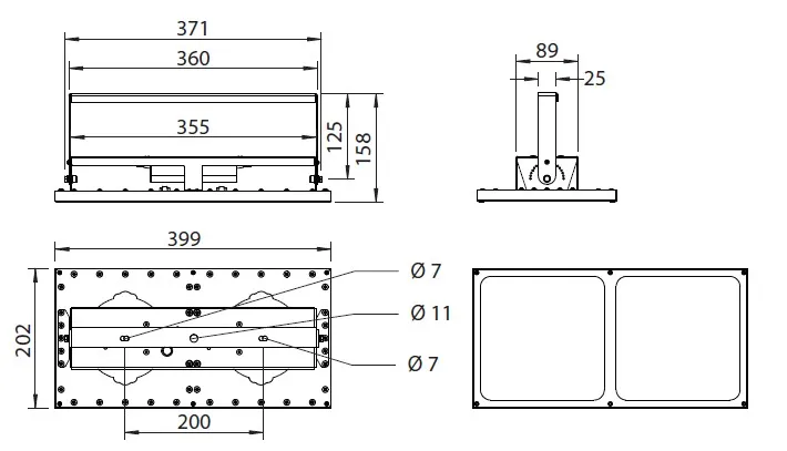 Габаритный чертёж Prom-PX2-LUX-Glass