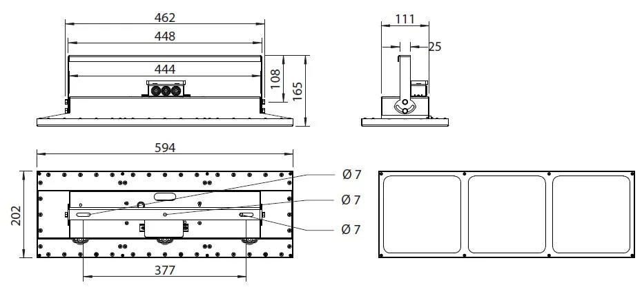 Габаритный чертёж Prom-PX3-LUX-Glass